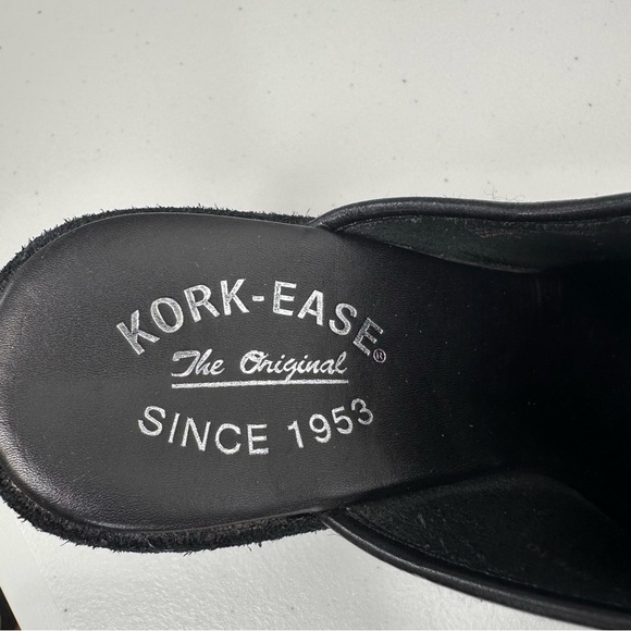 Kork-Ease Leather Heeled Clogs Women’s 10 Black Leather Slip-on Mule Zipper Shoe - Picture 8 of 16